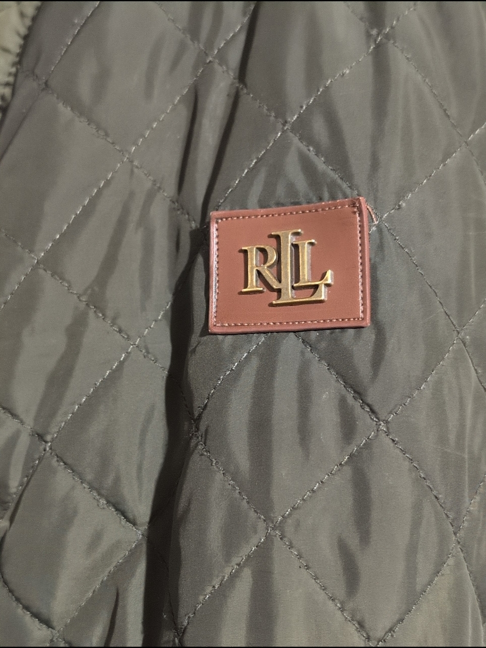 Lauren Ralph Lauren Olive Quilted Jacket Barn Lightweight Preloved Casual PLarge - Picture 5 of 16